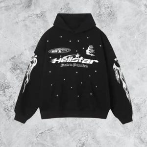 Hellstar Racer Hoodie Vintage Schwarz - Flame Graphic Streetwear Hoodie, übergroßer Unisex Hellstar Hoodie, Y2K Urban Pullover