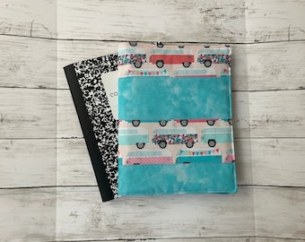 Pink and Blue Mini Bus Composition Notebook Cover