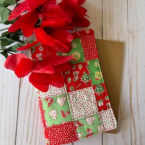 A5 Retro Christmas Patchwork Cover, Red and Green Christmas Patchwork Notebook