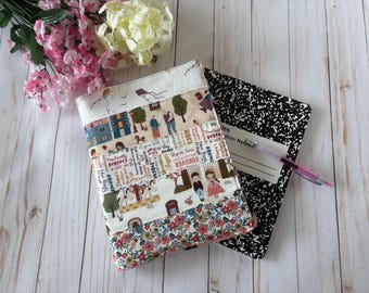 Mary Poppins Patchwork Composition Notebook Cover, Book Sleeve, Reusable Book Protector