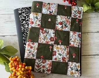 Mushroom and Floral Patchwork Composition Notebook Cover