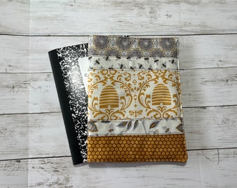 Bee Hive Patchwork Composition Notebook Cover in Yellow and Black