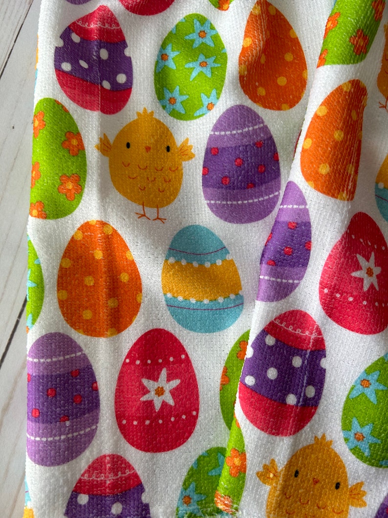 Easter Kitchen Towels Easter Eggs and Chicks Kitchen Towels Etsy