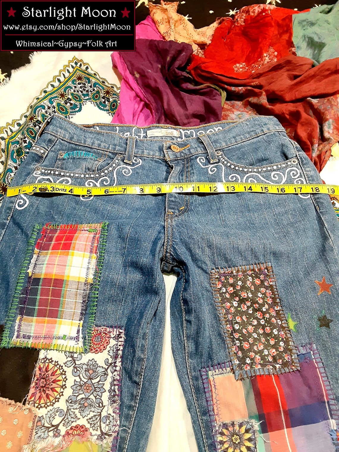 Hand Painted Bohemian Hippie Mushroom Jeans Etsy