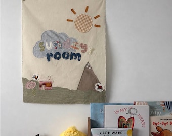 Guirnalda de tela hecha a mano para la habitación / Decoración personalizable para la sala de juegos de la guardería