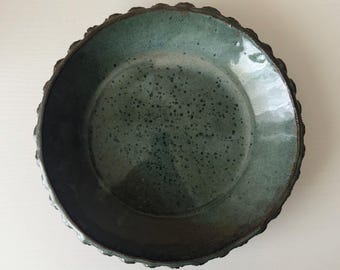 Handmade Ceramic 'Mermaid' Pasta Bowl in Blue Brown  10"