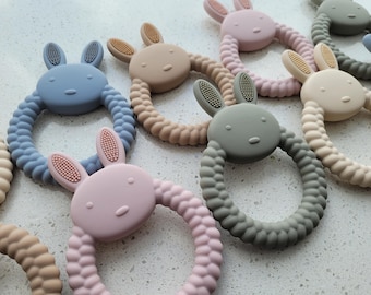 Baby Teether | Bunny Rabbit | Silicone Teether | Sensory Development Baby Toy | chewing accessories | Baby Shower Gift