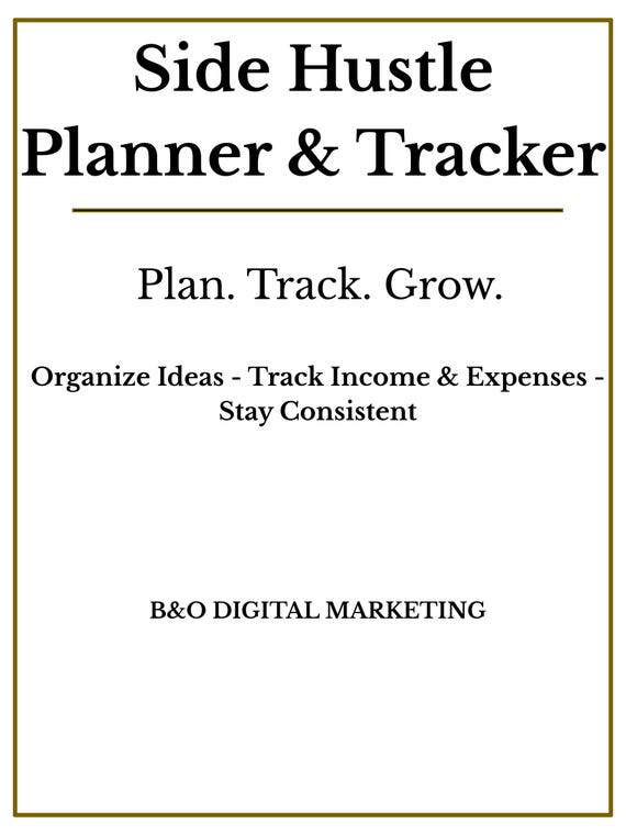 Side Hustle Planner and Income Tracker | Small Business Planner | Entrepreneur Digital Planner | Business Goal and Profit Tracker