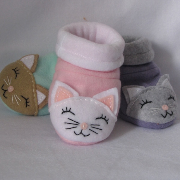 Fleece Soft Sole Cat Baby Boots- Fleece baby cat boots multiple colors- Buy 2 Get 1 Free