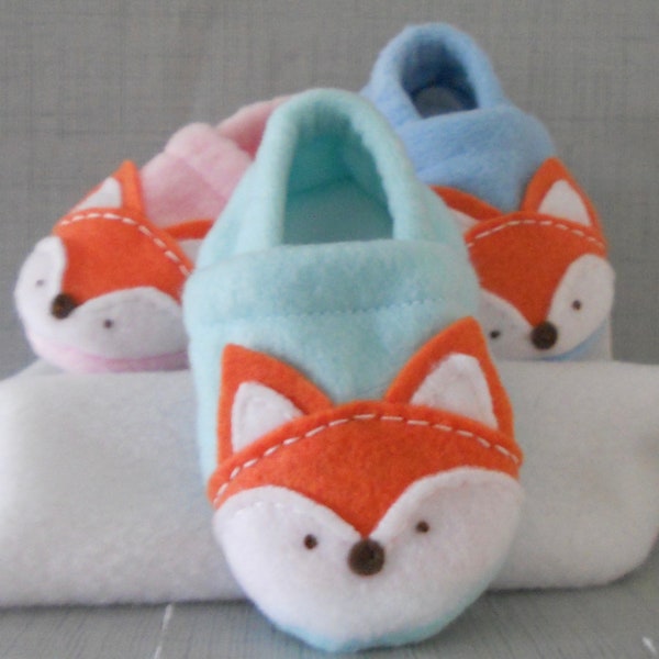 Fleece Fox Baby Soft Sole Slippers-  Mint, Blue or Pink Fleece Fox Baby Shoes- Buy 2 Get 1 Free