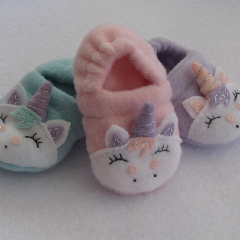 Fleece Baby Unicorn Soft Sole Slippers- Baby Fleece Slippers- Buy 2 Get 1 Free image 1