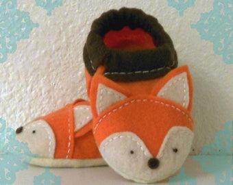 Felt Fox Baby Soft Sole Slippers- Orange, Cream and Brown Felt Fox Baby Shoes- Buy 2 Get 1 Free