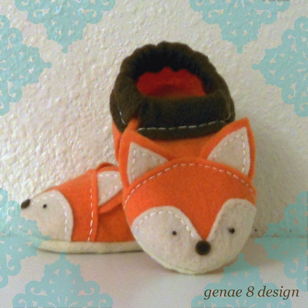 Felt Fox Baby Soft Sole Slippers- Orange, Cream and Brown Felt Fox Baby Shoes- Buy 2 Get 1 Free