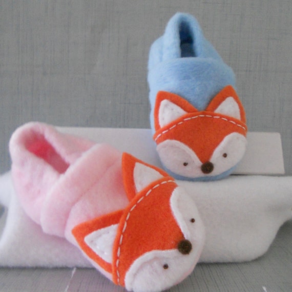 Fleece Fox Baby Soft Sole Slippers Mint Blue or Pink Fleece Fox Baby Shoes Buy 2 Get 1 Free Etsy UK
