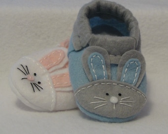 Felt Bunny Baby Slippers Soft Sole Shoes-   Variety of  Colors Felt Rabbit Baby Shoes- Buy 2 Get 1 Free