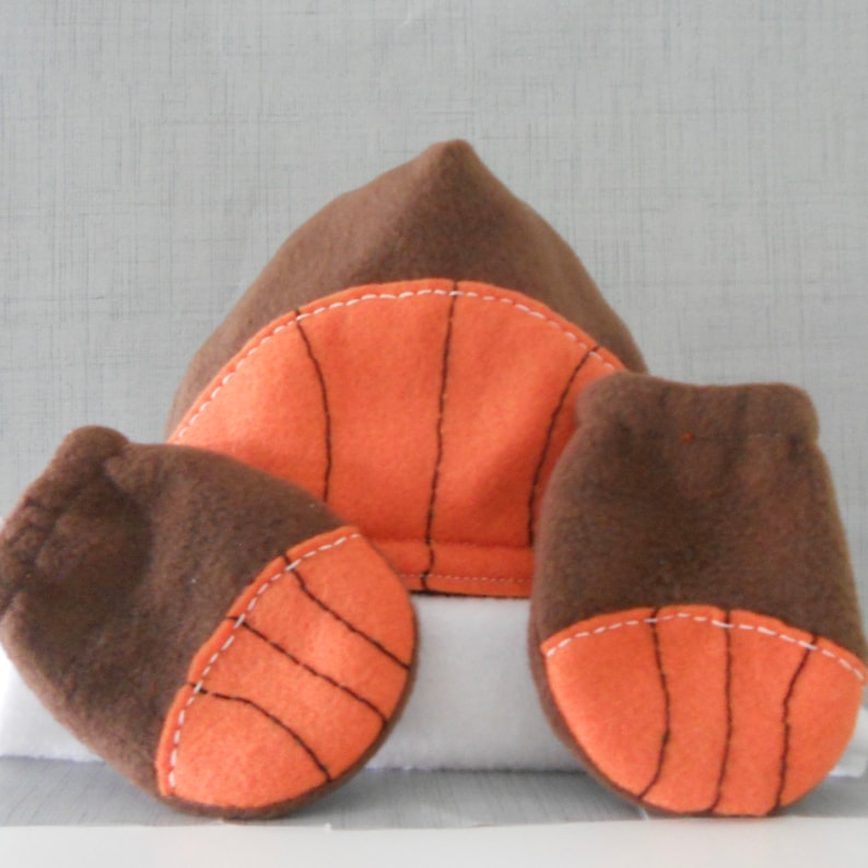 Basketball baby hat and mitten set Fleece baby hat and mitten set