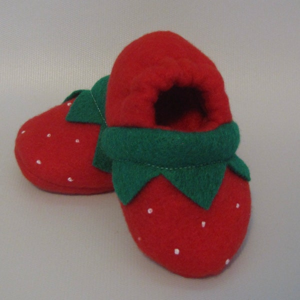 Fleece Soft Sole Baby Strawberry Slippers-  Fleece baby strawberry shoes- Buy 2 Get 1 Free