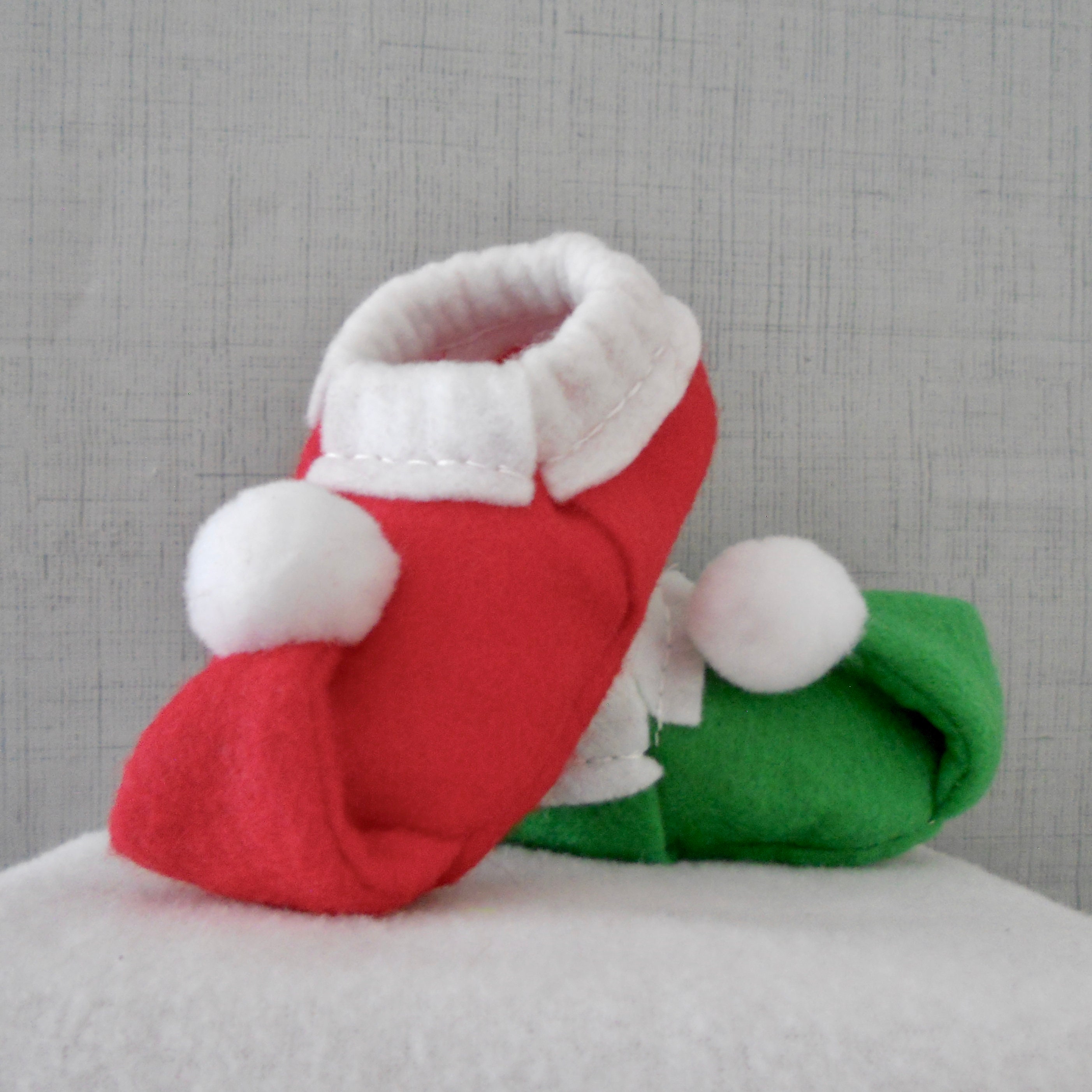 Buy Elf Baby Soft Sole Slippers Green and Red Felt Elf Baby Shoes