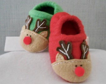 Fleece Reindeer Baby Soft Sole Slippers- Reindeer Baby Shoes- Buy 2 Get 1 Free