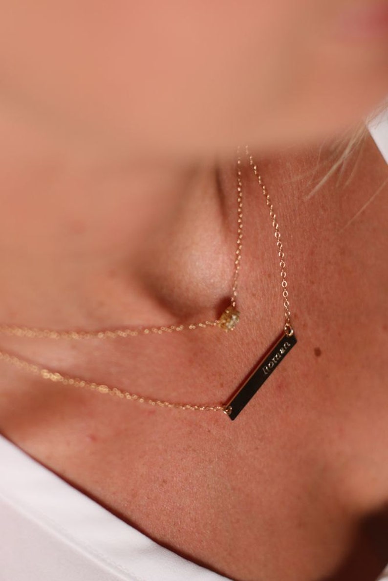 Gold Bar Name Necklace. The Jessica. image 3