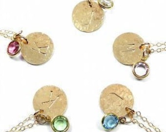 The Shelby. Initial necklace with Swarovski birthstone