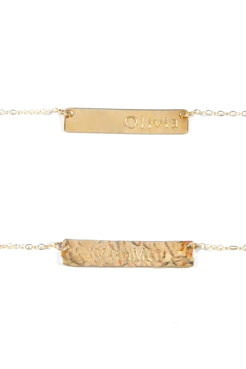 Gold Bar Name Necklace. The Jessica. image 4