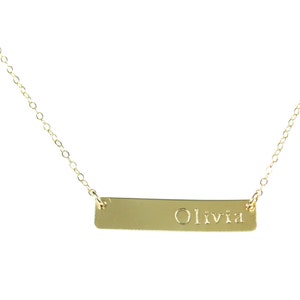 Gold Bar Name Necklace. The Jessica. image 1