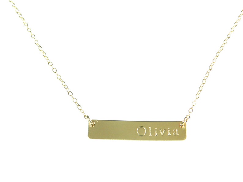Gold Bar Name Necklace. The Jessica. image 1