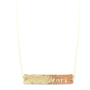Gold Bar Name Necklace. The Jessica.
