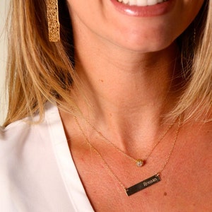 Gold Bar Name Necklace. The Jessica. image 2