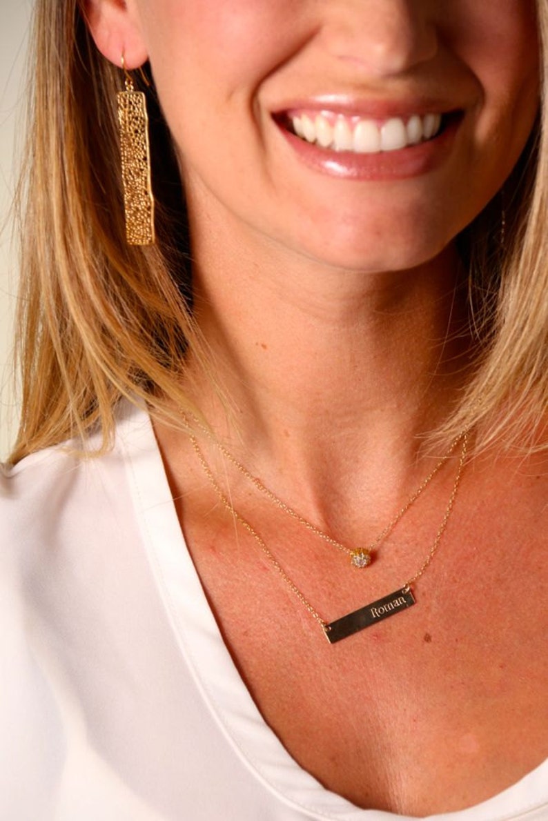 Gold Bar Name Necklace. The Jessica. image 2