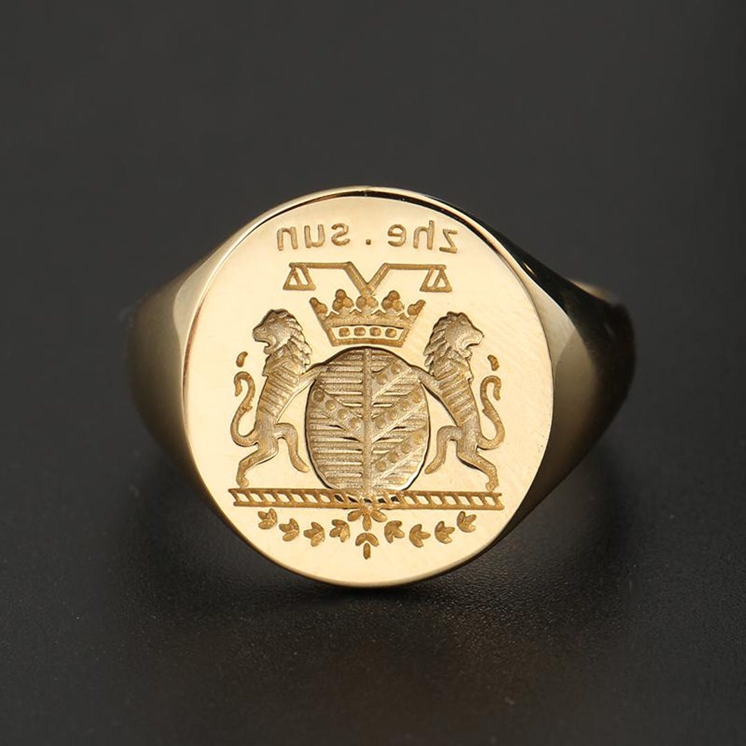 Signet Rings Nobility 18K Gold Noble Crest Signet Ring, European Family Seal Custom - Etsy