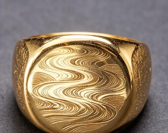 18K Gold Ryuusui Ring Japanese Wave Band Stackable Etsy