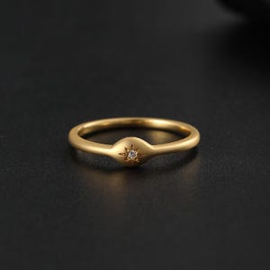 18K Gold North Star Polaris Ring Viking Lucky Star Stackable Band