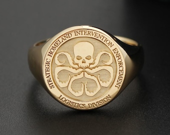 Anillo de oro de 18 quilates con calavera de pulpo, de colección, en homenaje a la hidra.