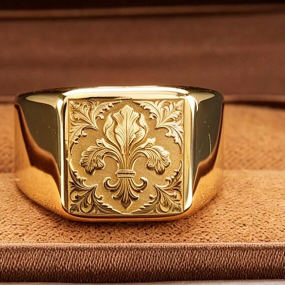 Giglio Fiorentino 10K Gold Ring Vintage European Travel Jewelry - Etsy