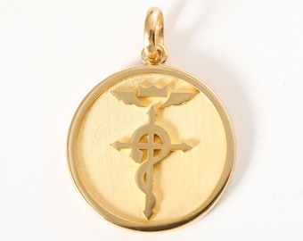 FMA Pt950 Platin Anhänger - wie oben so unten Schlange Kreuz Flügel Krone