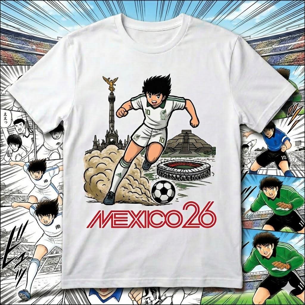 Captain Tsubasa Mexico 2026 Soccer Shirt 02, Anime Football Tee
