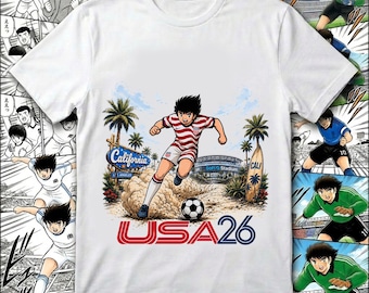 USA Captain Tsubasa Anime Soccer Shirt 06, USA 2026 World Cup Tee