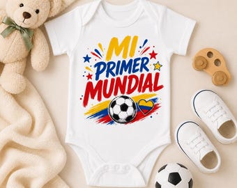 My First World Cup Toddler Colombia Onesie, Mi Primer Mundial, Colombian Soccer Fan Shirt, Copa Del Mundo, Bebe Mameluco