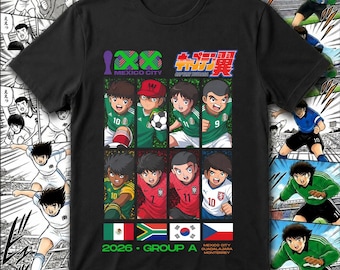 Captain Tsubasa Mexico 2026 GROPU A, Soccer Shirt 01, Anime Football Tee, Super Campeones Fan Apparel