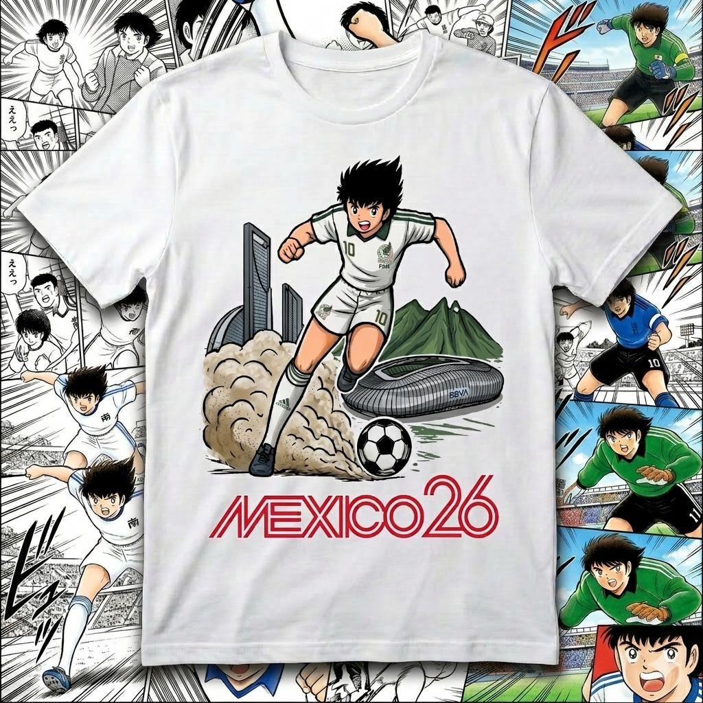 Captain Tsubasa Mexico 2026 Soccer Shirt 01, Anime Football Tee