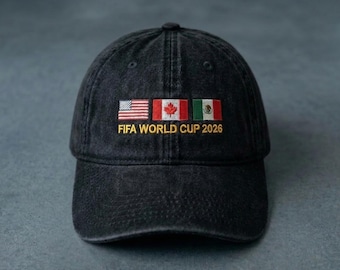 World Cup 2026 Embroidered Hat, USA Canada Mexico Soccer Cap, Adjustable Fan Gear