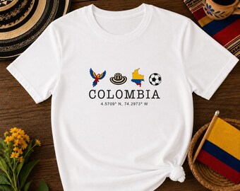 Colombia Soccer Fan Shirt, Colombian Football T-Shirt, Colombia Lugar, Latitud, Colombia World Cup 2026 Shirt