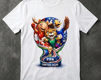 Wereldkampioenschap voetbal 2026 voetbalmascottes, aangepast voetbalshirt VS Canada Mexico