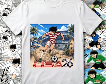USA Captain Tsubasa Anime Soccer Shirt 02, USA 2026 World Cup Tee