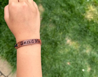 Send Me Leather Bracelet | Adjustable Christian Wristband | Scripture Inspired Gift | Handmade Faith Bracelet