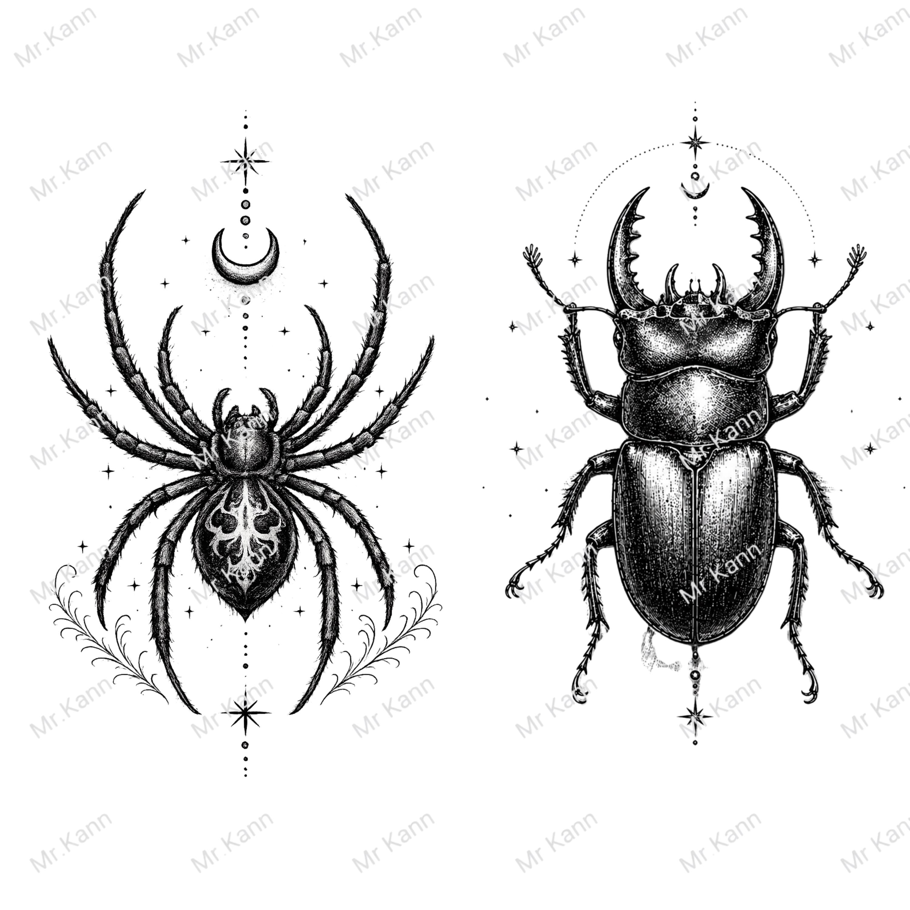 Gothic Insect Gothic Insect Clipart Bundle PNG | Vintage Bug Engraving | Tattoo Style ...