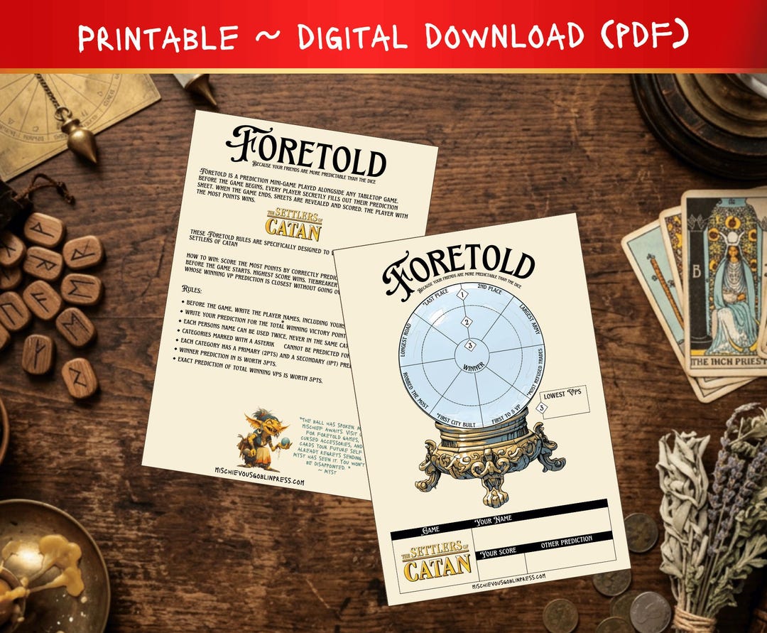 Foretold Game for Catan – Mini-game for Board Games, Tabletop Gaming ...