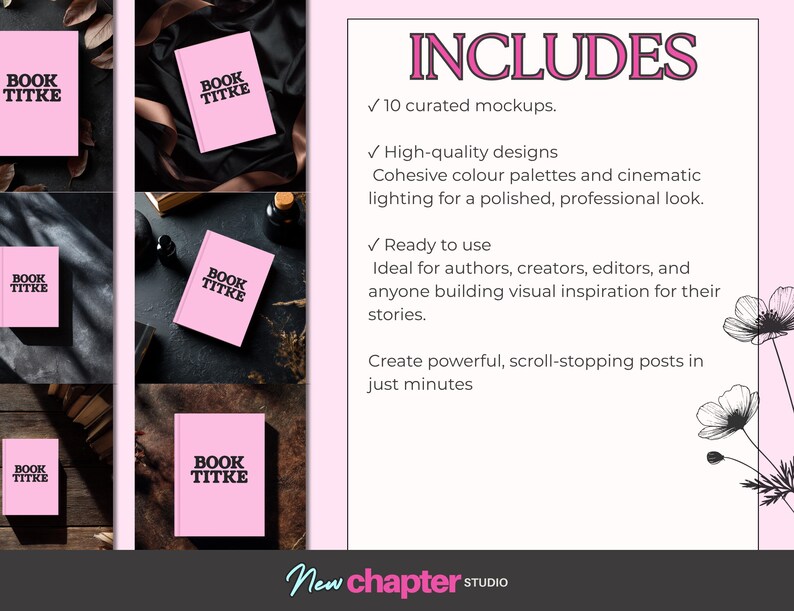 Canva Book Mockup Flatlays Pastel Pink Romance Author Marketing Images ...